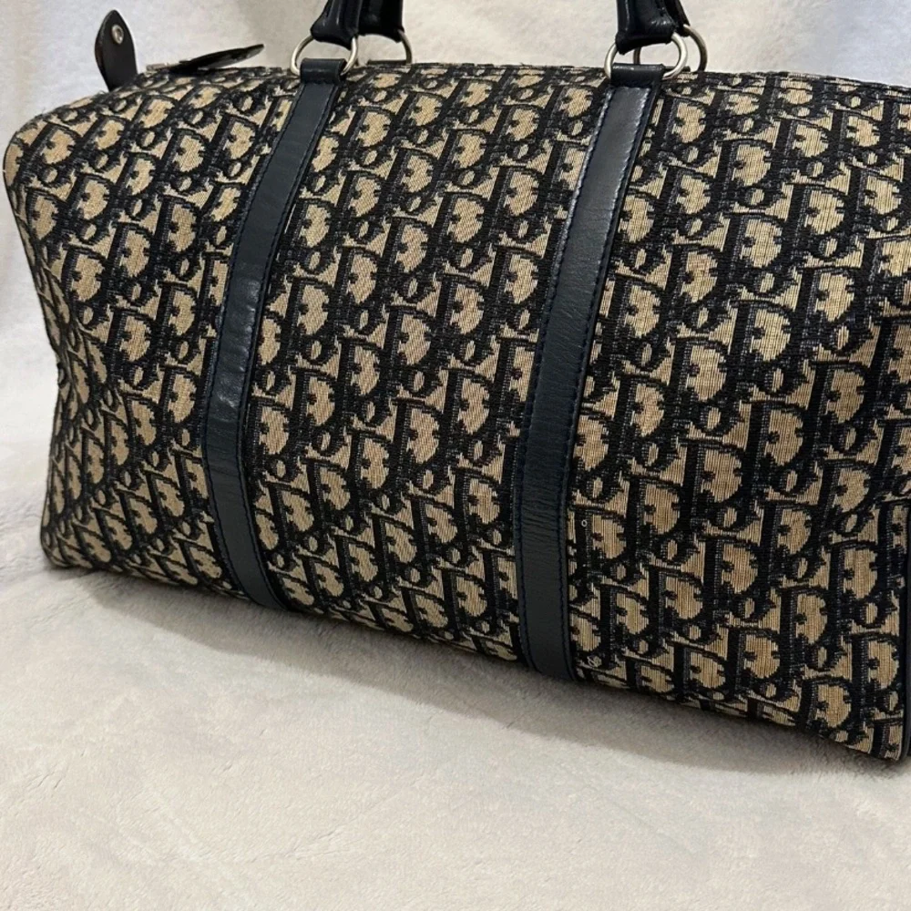 Vintage dior blue and Tan Monogram bowling / Boston bag! - Picture 6 of 15